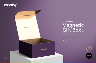 磁性產品禮品包裝紙盒設計展示貼圖樣機合集 Magnetic Gift Box Mockup Set 02